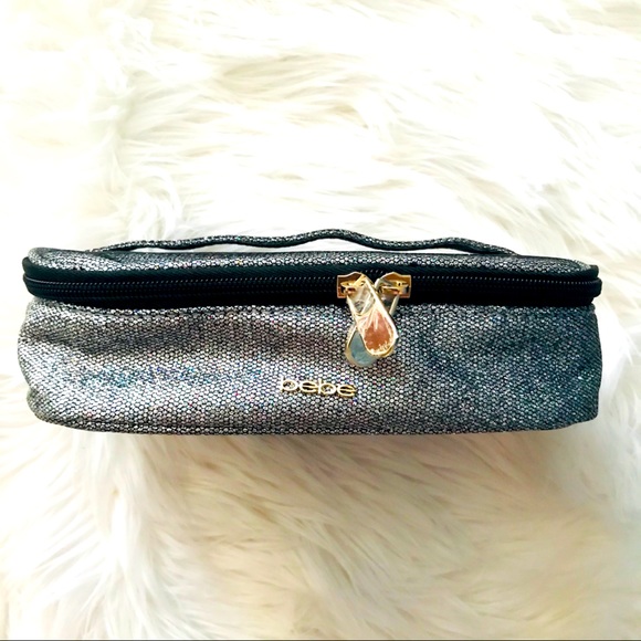 Bebe Bags Bebe Silver Metallic Travel Mini Train Case Poshmark